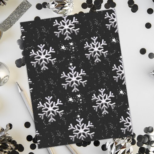 Snowflake Winter Wonder Black Christmas Tissue Paper