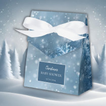 Snowflake Winter Wonderland Baby Shower Blue Favor Boxes