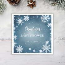 Snowflake Winter Wonderland Baby Shower Blue Napkins