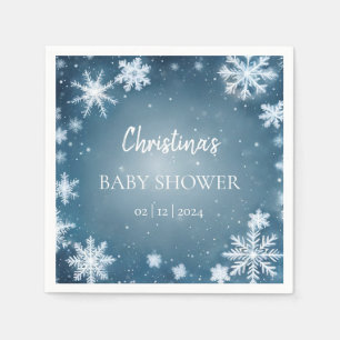 Snowflake Winter Wonderland Baby Shower Blue Napkins