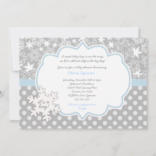 Snowflake Winter Wonderland baby shower invitation