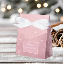 Snowflake Winter Wonderland Baby Shower Pink Favor Boxes