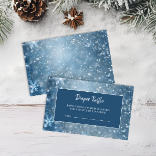 Snowflake Winter Wonderland Blue Diaper Raffle Enclosure Card