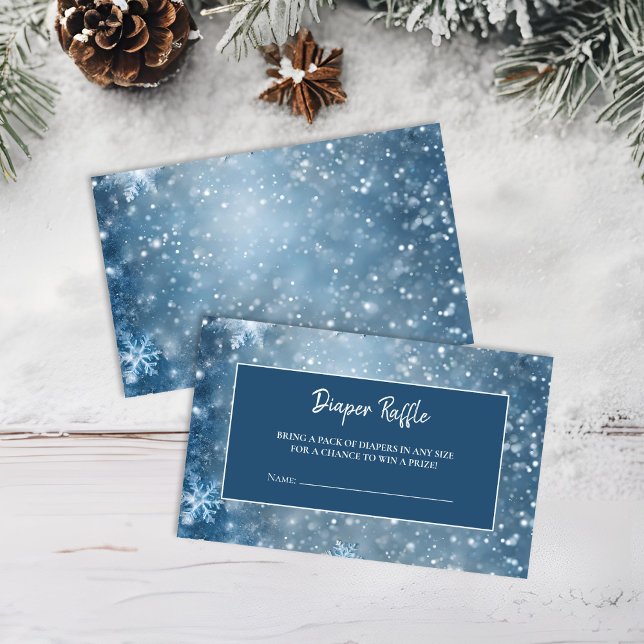 Snowflake Winter Wonderland Blue Diaper Raffle Enclosure Card (Creator Uploaded)