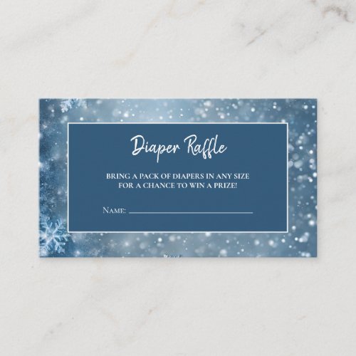 Snowflake Winter Wonderland Blue Diaper Raffle Enclosure Card