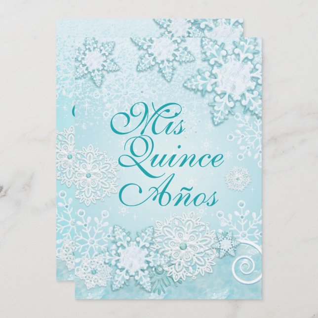 Snowflake Winter Wonderland Invitations (Front/Back)