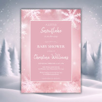 Snowflake Winter Wonderland Pink Baby Shower Invitation