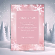Snowflake Winter Wonderland Pink Baby Shower Thank You Card