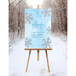 Snowflake Winter Wonderland Welcome Sign ONLY<br><div class="desc">Silver Glitter Snowflake Winter Wonderland Baby Shower Birthday Bridal Shower Holiday Christmas Winter Party Light Blue Watercolor Silver and Blue Welcome Sign Poster</div>
