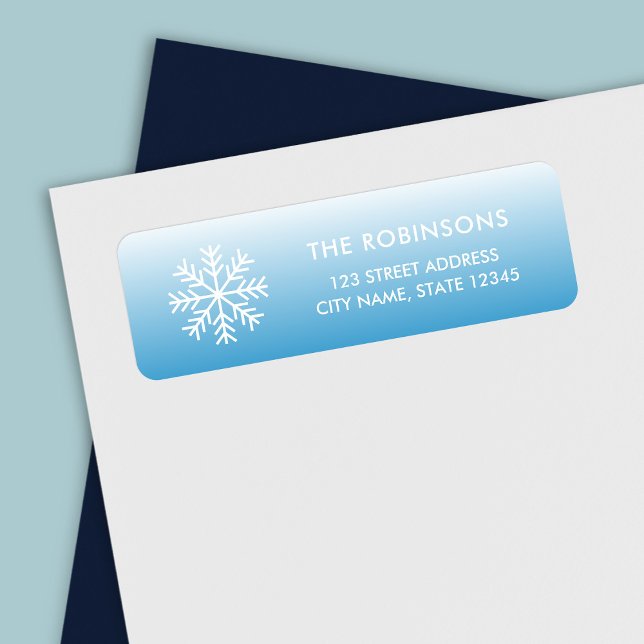 Snowflake Wintry Blue Gradient Return Address Label (Creator Uploaded)