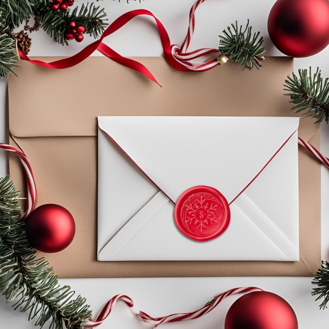 Snowflake with Monogram Wax Seal Sticker (wax seal with snowflake and monogram)
