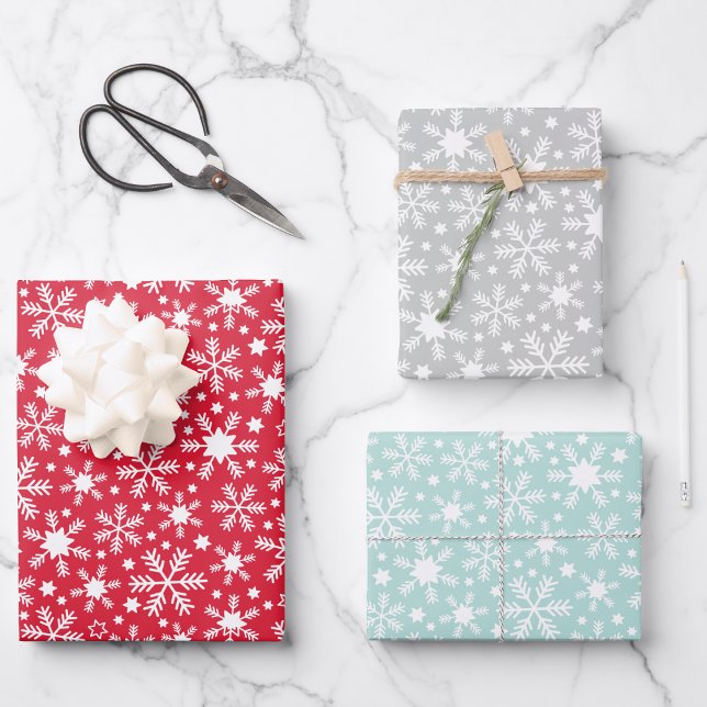 Snowflake Wrapping Paper Flat Sheet Set of 3 (Creator Uploaded)
