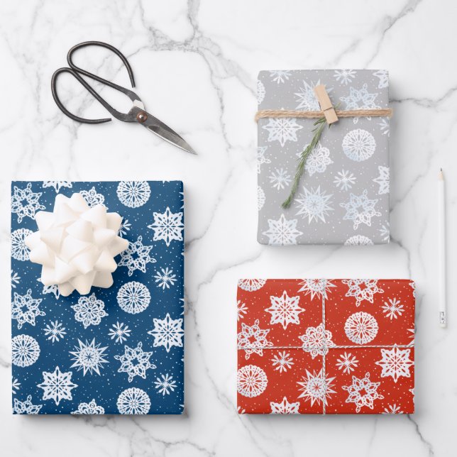 Snowflake Wrapping Paper Sheets (Front)
