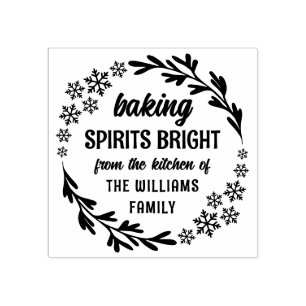 Snowflake Wreath Baking Spirits Bright Christmas Rubber Stamp