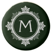 Snowflake Wreath Monogram in Dark Green & White Chocolate Covered Oreo (Front)