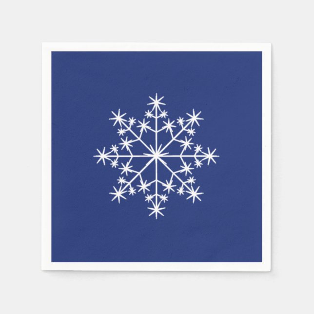 Snowflake Xmas Christmas Blue Holiday Napkins (Front)
