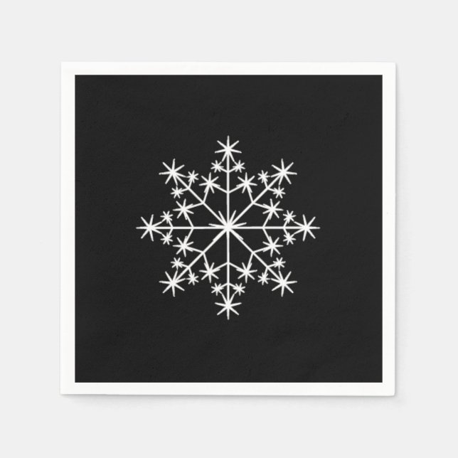 Snowflake Xmas Christmas Holiday Black White Napkins (Front)
