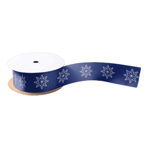 Snowflake Xmas Design Christmas Blue Holiday Satin Ribbon