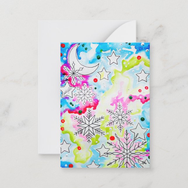 Snowflake Yule Art Note Card (Front)