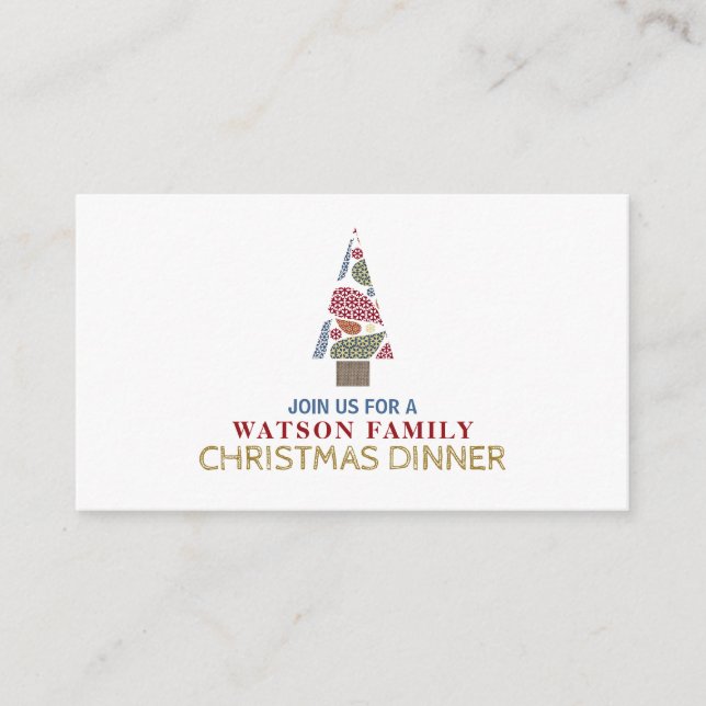 Snowflaked Tree, Christmas Party Ticket Invitation (Front)