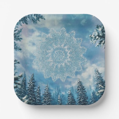 SnowFlakeFrost Paper Plates