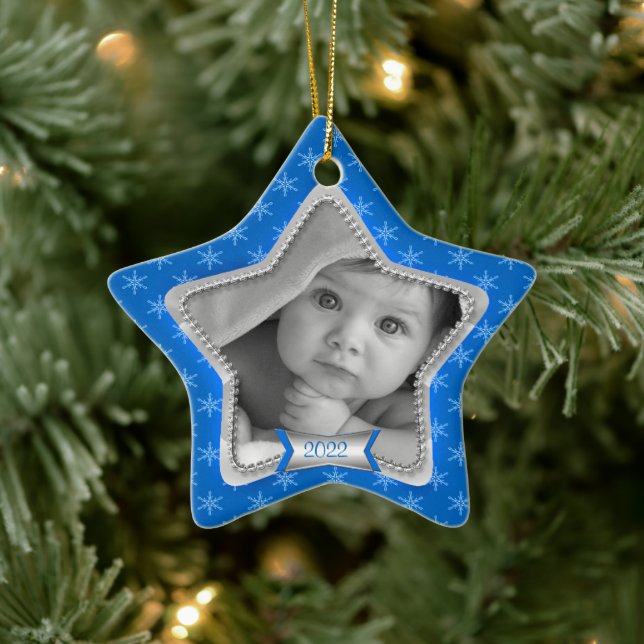 Snowflakes 2023 Baby's First Christmas Ceramic Ornament (Tree)