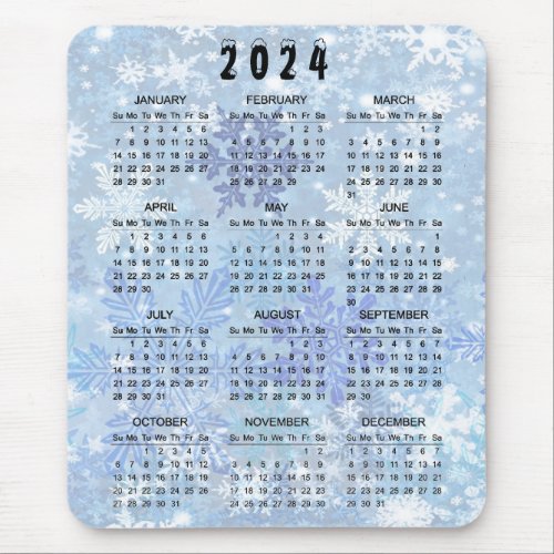 Snowflakes 2024 Calendar Mousepad