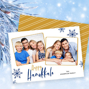 Snowflakes 2 Photos Happy Hanukkah Holiday Card