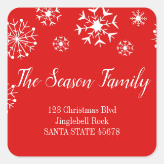 Snowflakes address square sticker
