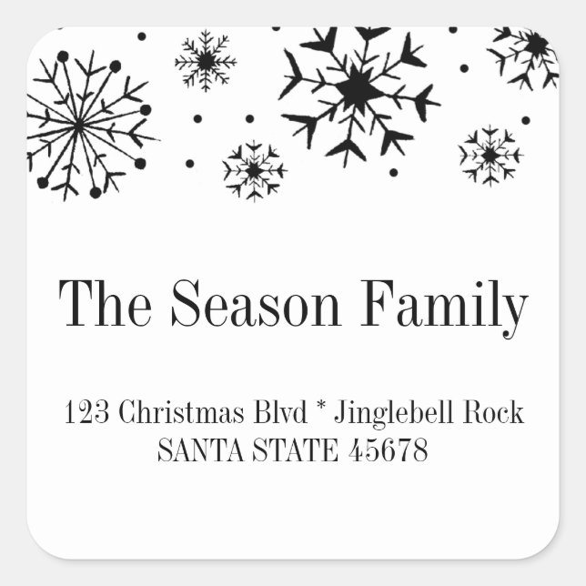 Snowflakes address square sticker (Front)