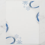 Snowflakes and Blue Ribbons Letterhead<br><div class="desc">Festive snowflakes and elegant blue ribbons letterhead/ stationary paper.</div>