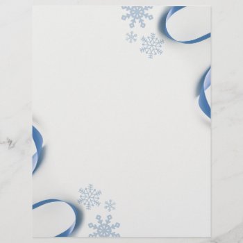 Snowflakes And Blue Ribbons Letterhead by capturedbyKC at Zazzle
