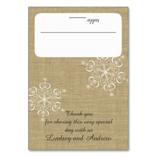 Snowflakes and Burlap Seating Table Number