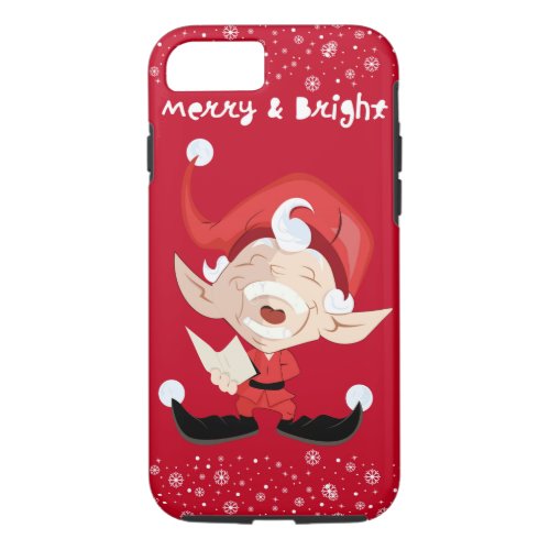 Snowflakes and Christmas Elf _ Merry and Bright iPhone 87 Case