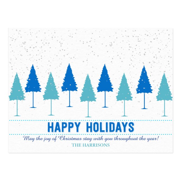 Snowflakes And Christmas Trees Postcard