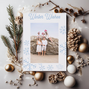 Snowflakes and Custom Headline Winter Holiday Letterpress Photo Cards
