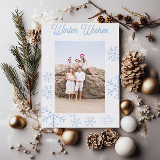 Snowflakes and Custom Headline Winter Holiday Letterpress Photo Cards