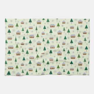 Snowflakes and fir trees kitchen towel