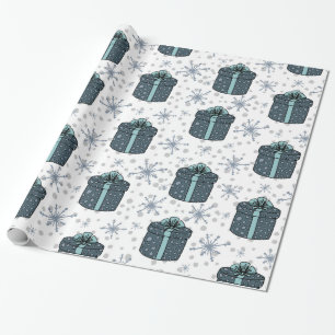Snowflakes and Gift Boxes Wrapping Paper
