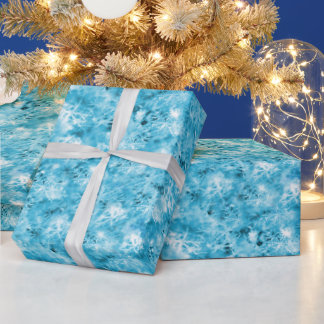 Snowflakes and Ice in Aqua Wrapping Paper