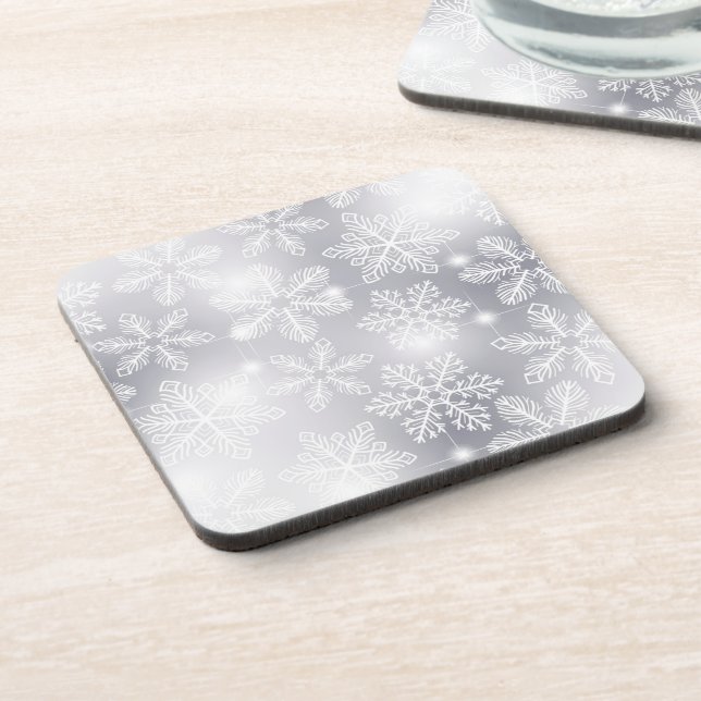 Snowflakes and lights beverage coaster (Left Side)
