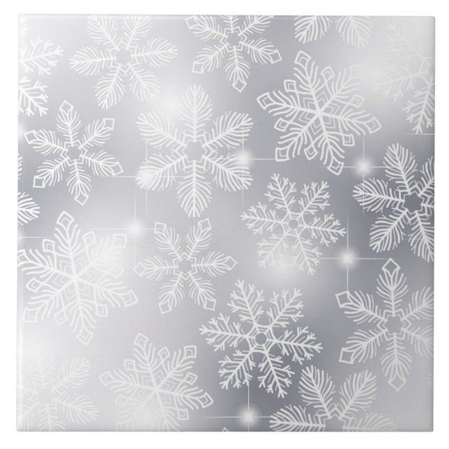 Snowflakes and lights ceramic tile (Front)