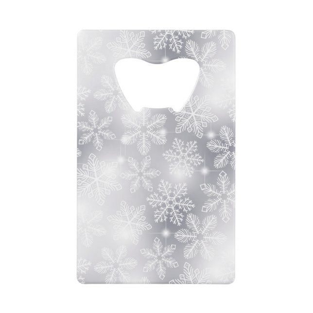 Snowflakes and lights credit card bottle opener (Front)