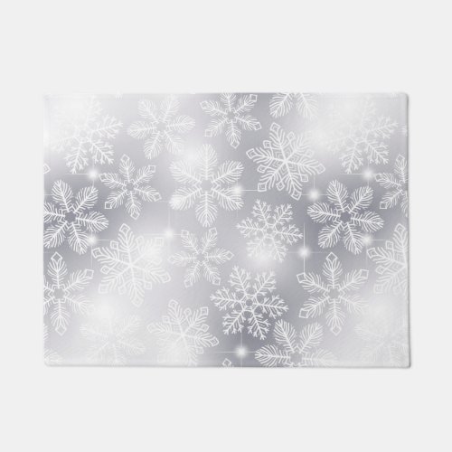 Snowflakes and lights doormat