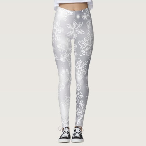 Snowflakes and lights leggings