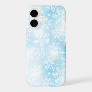 Snowflakes and lights on blue iPhone 17 case