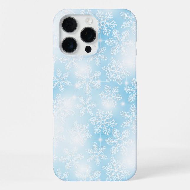 Snowflakes and lights on blue iPhone case (Back)