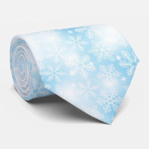 Snowflakes and lights on blue neck tie