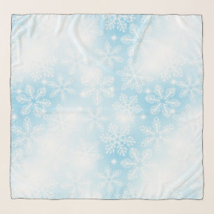 Snowflakes and lights on blue scarf