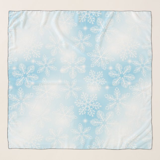 Snowflakes and lights on blue scarf (Front)